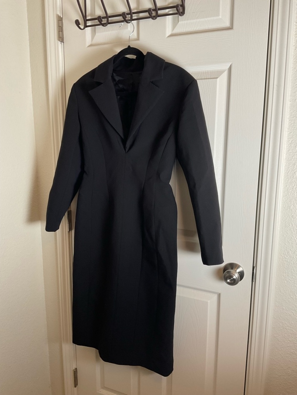 Zara Black Tailored Hourglass Midi Coat Dress – Back Zip – Size XS - Picture 3 of 10